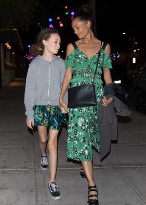 Thandie Newton - Leaving Matsuhisa Restaurant with her daughter in LA