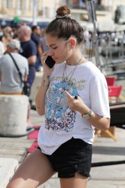 Thylane Blondeau in Black Shorts - Out and about in Saint Tropez