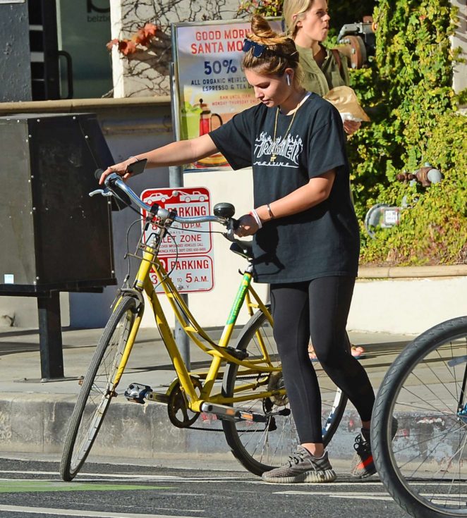 Thylane Blondeau in Tights - Riding a bike in Venice Beach