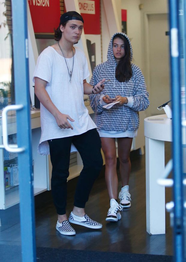 Thylane Blondeau with her boyfriend at T-Mobile in West Hollywood