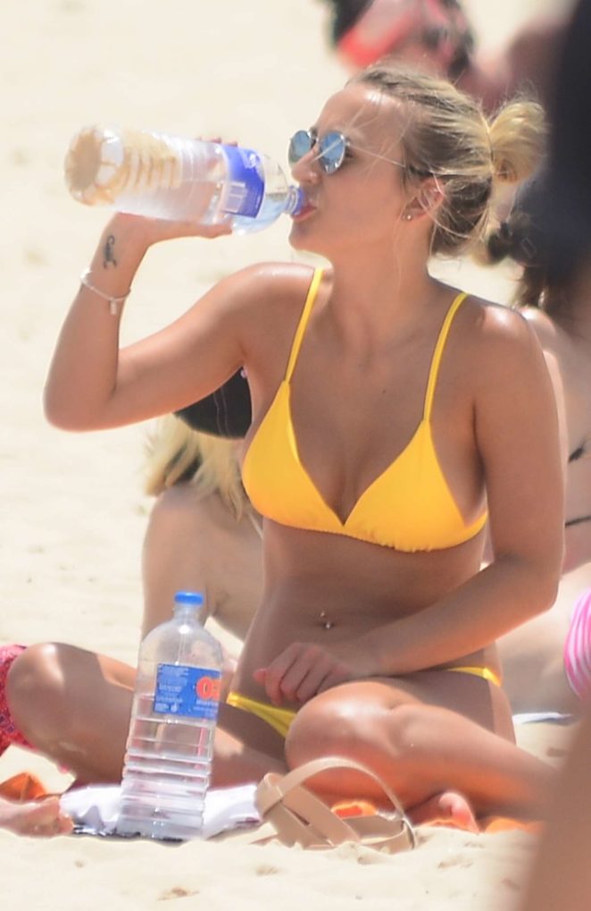 Tiffany Watson in Yellow Bikini and Frankie Graff at Bondi Beach