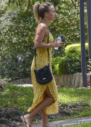 Tiffany Watson in Yellow Summer Dress - Out in Sydney