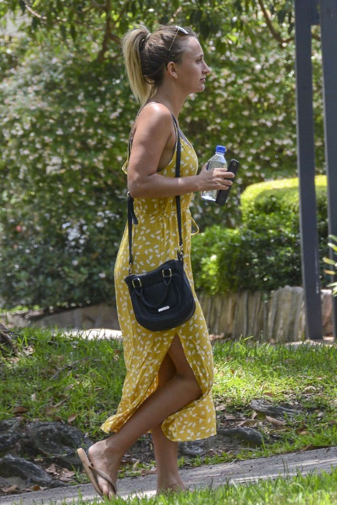 Tiffany Watson in Yellow Summer Dress - Out in Sydney