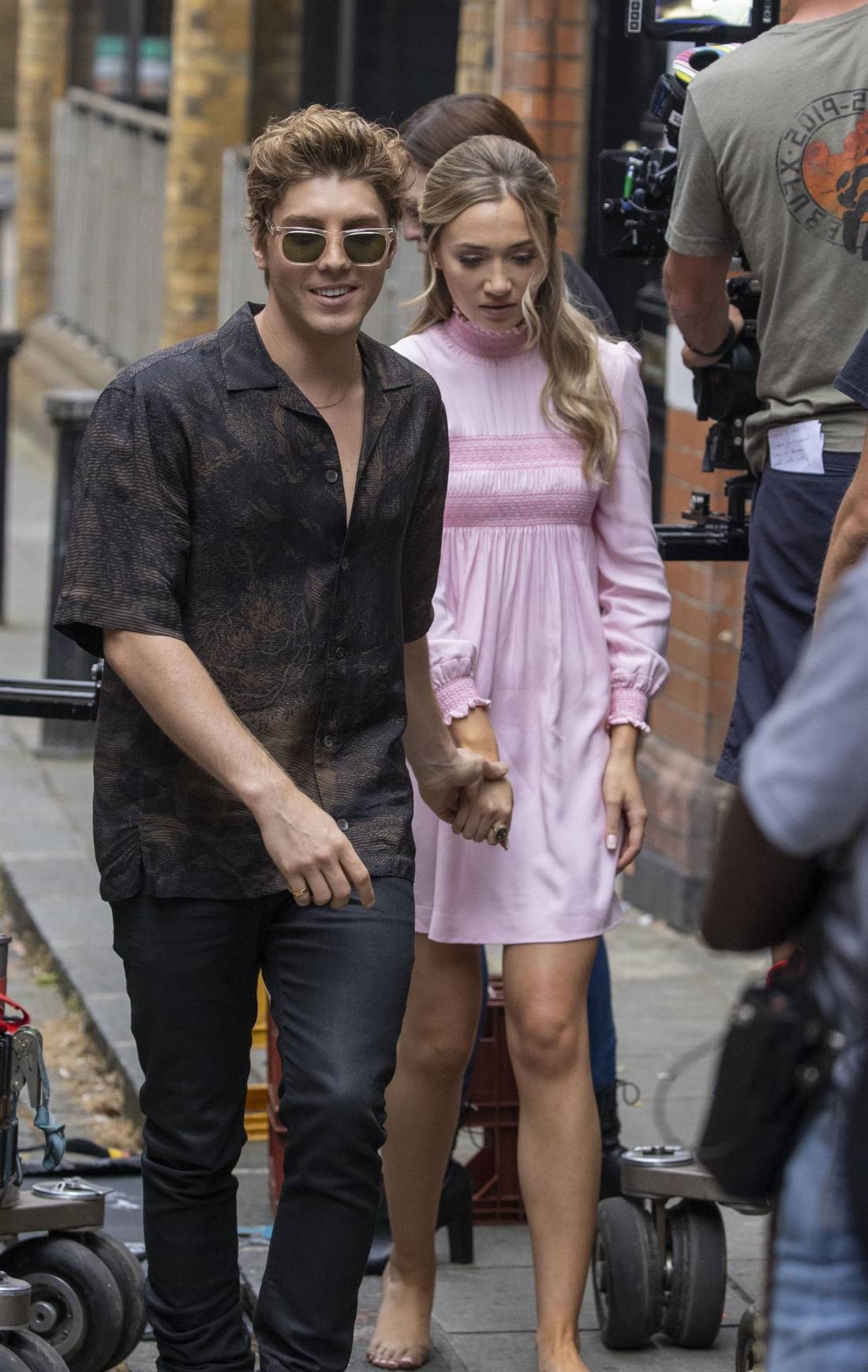 Tilly Keeper - With Lukas Gage film 'You' in the borough market in London