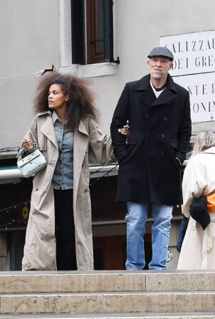 Tina Kunakey - With Vincent Cassel in Venice