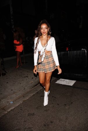 Tinashe - In a Burberry skirt night out at Poppy in West Hollywood