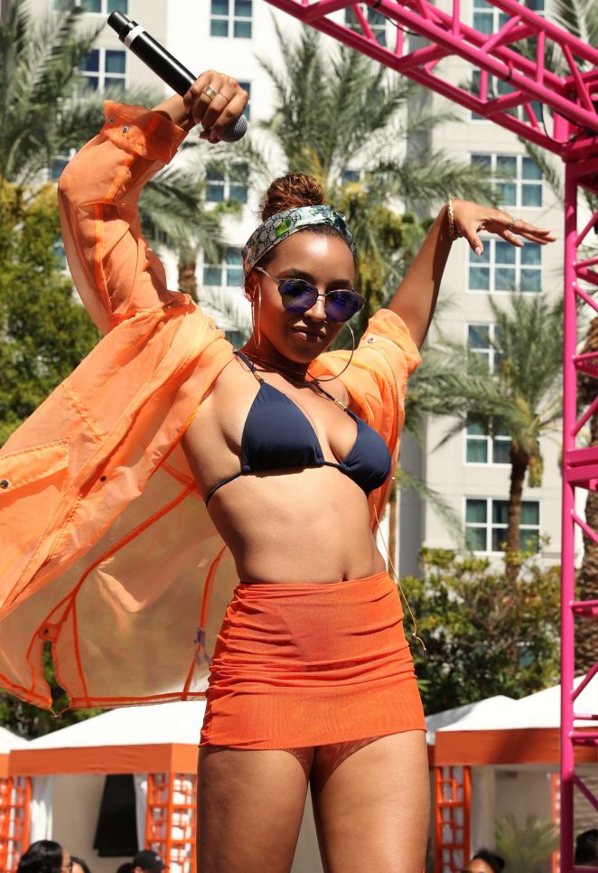 Tinashe in Bikini Top Performs at Go Pool in Las Vegas