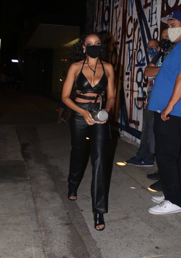 Tinashe - In black leather arrives at Craig's for dinner in West Hollywood