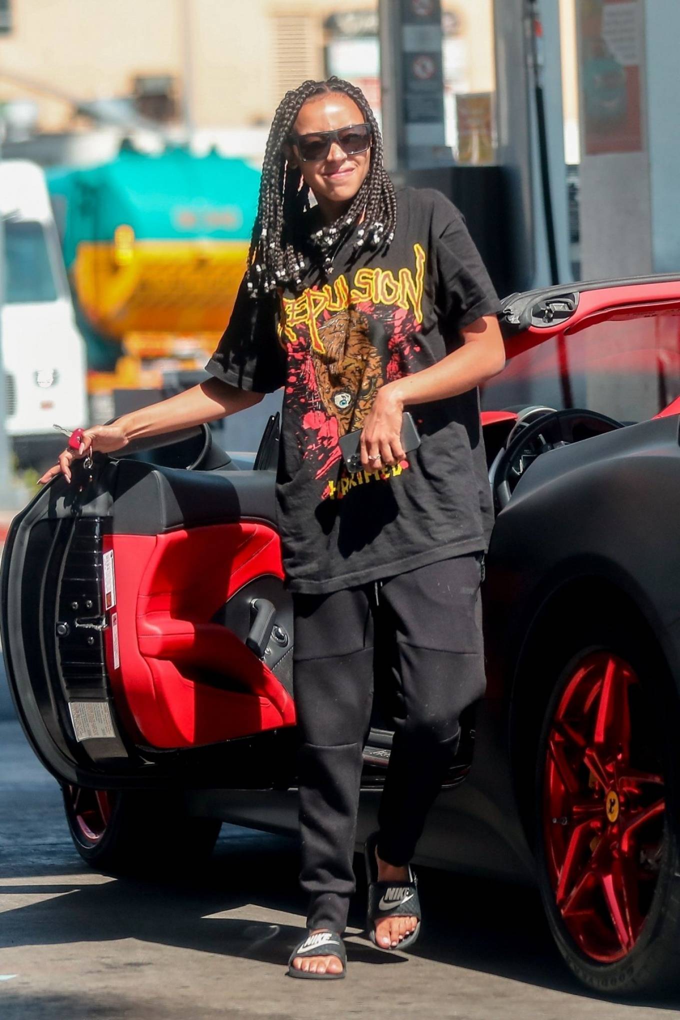 Tinashe 2020 : Tinashe – Seen Driving Her Ferrari Out in Beverly Hills-08