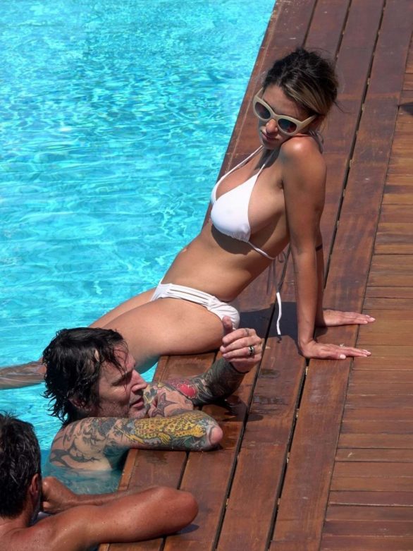 Tommy Lee and his wife Brittany Furlan were seen on holiday in Capri