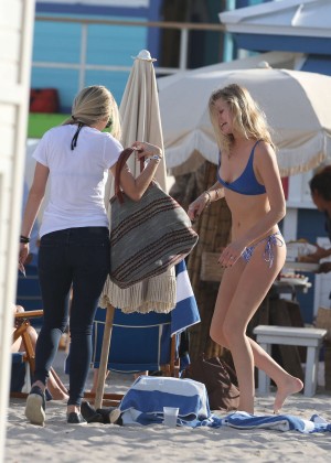 Toni Garrn in Blue Bikini on Miami Beach