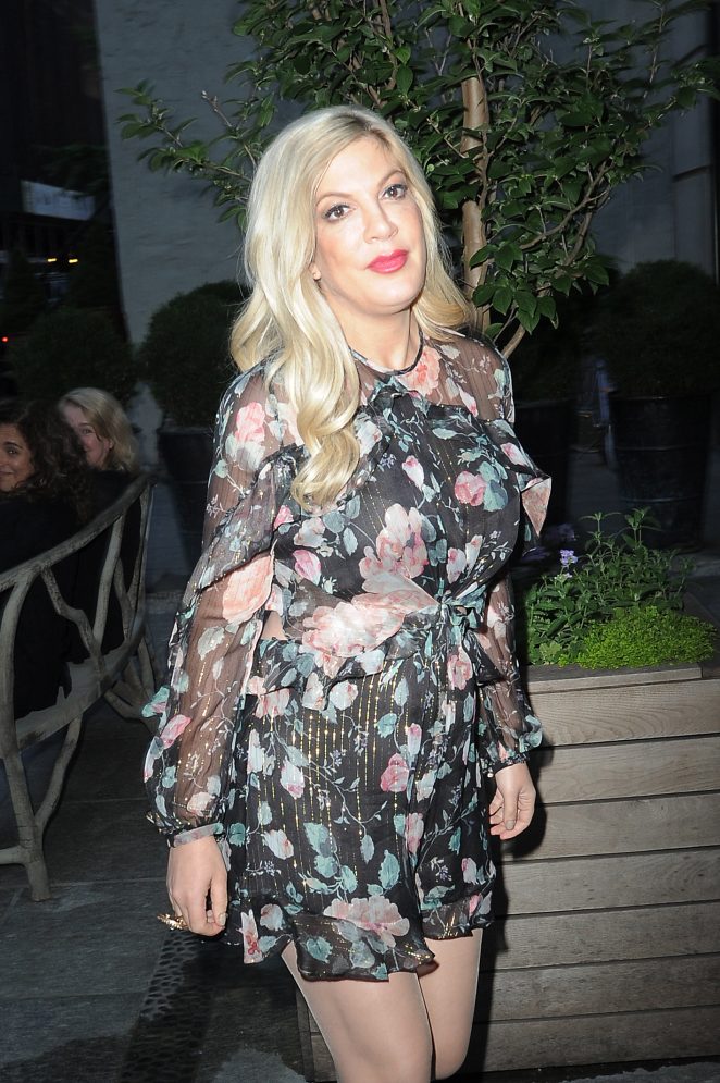 Tori Spelling out in Soho