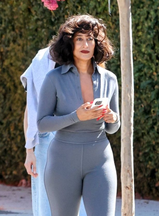 Tracee Ellis Ross - Rocks a grey plunge bodysuit while doing a photoshoot