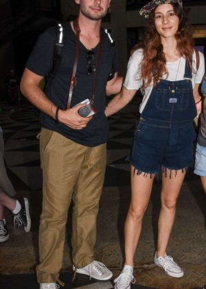 Troian Bellisario in Jeans Shorts Out in Sydney