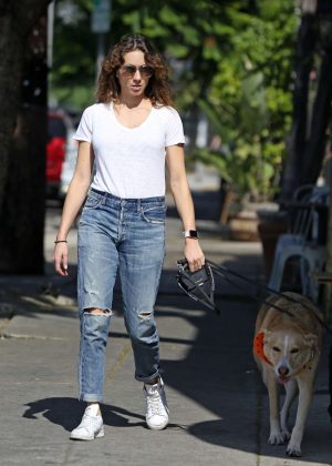 Troian Bellisario - Walking her dog in LA