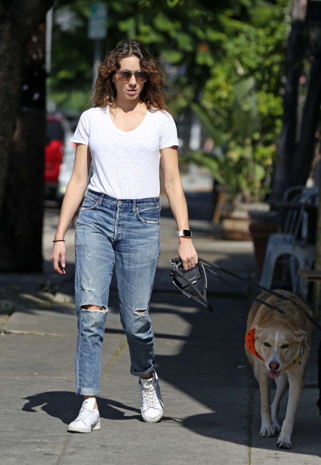 Troian Bellisario - Walking her dog in LA