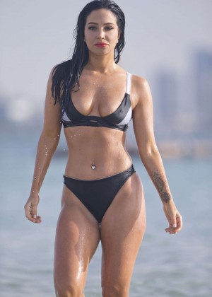 Tulisa Contostavlos in Black Bikini in Dubai
