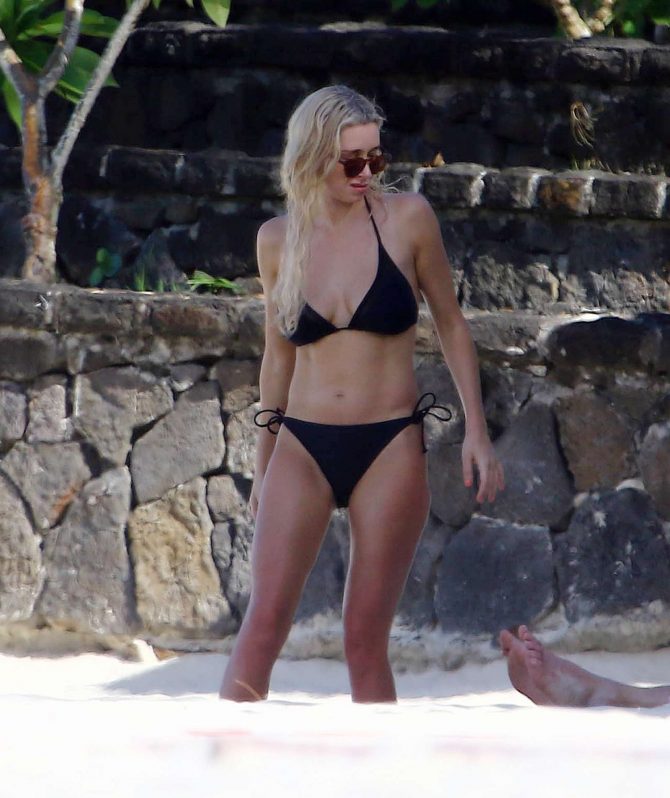 Una Healy in Black Bikini in Mauritius