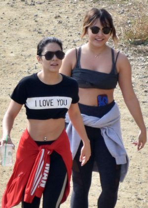 Vanessa and Stella Hudgens on a hike in Los Angeles