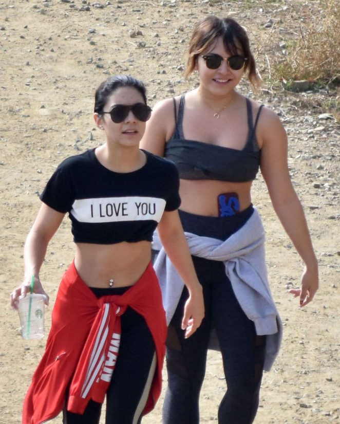 Vanessa and Stella Hudgens on a hike in Los Angeles