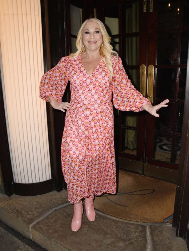 Vanessa Feltz - Arriving at James Whale MBE after party in London