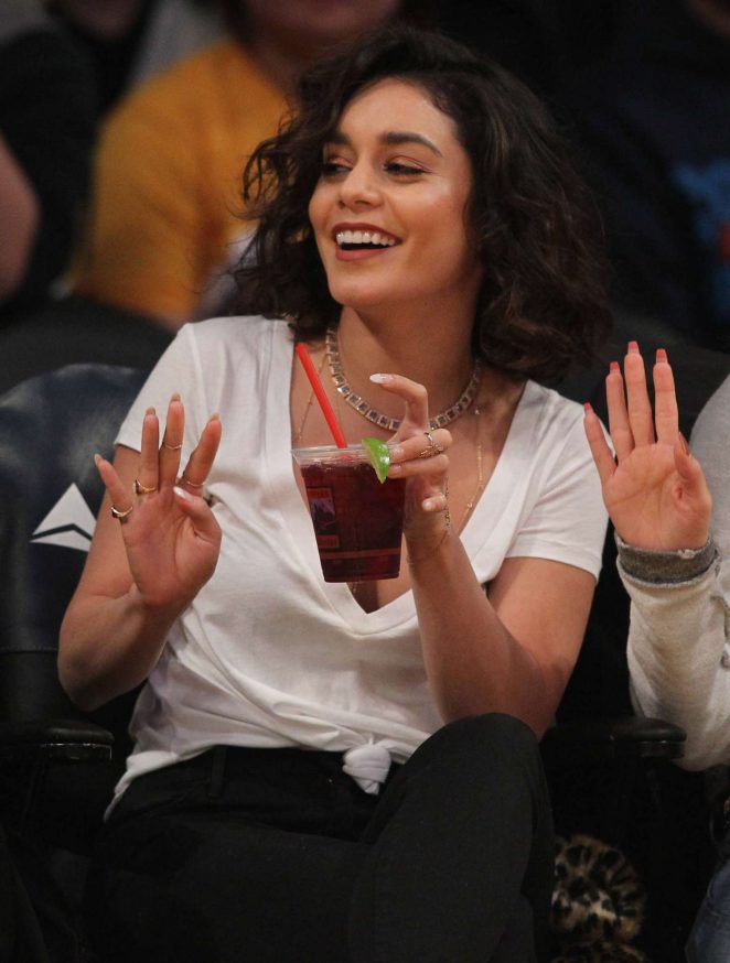 Vanessa Hudgens at Lakers game in Los Angeles