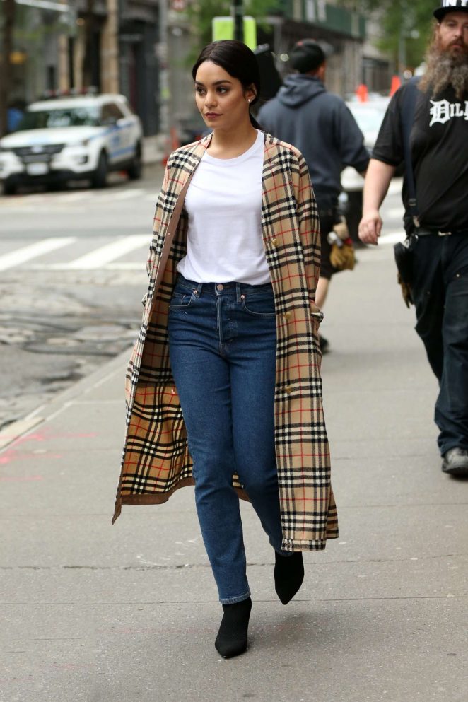 Vanessa Hudgens in a Burberry Trench Coat out in New York City