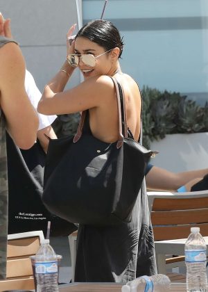 Vanessa Hudgens in Black out in West Hollywood