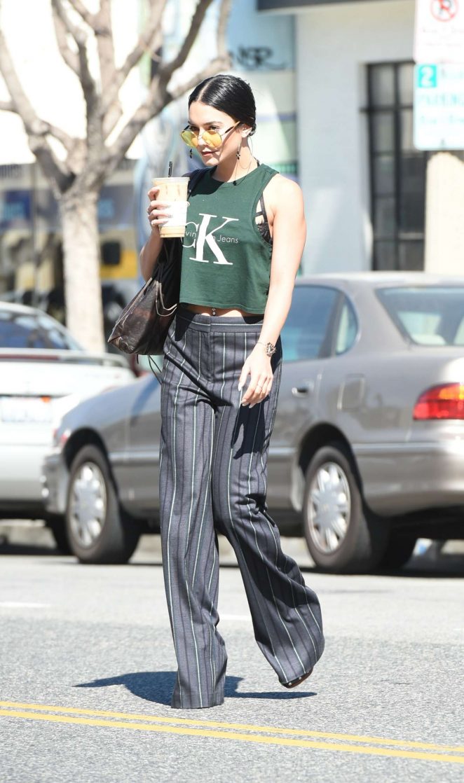 Vanessa Hudgens in flared trousers out in Los Angeles