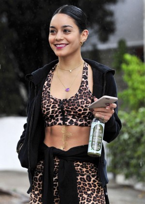 Vanessa Hudgens in Leggings and Tank Top out in LA