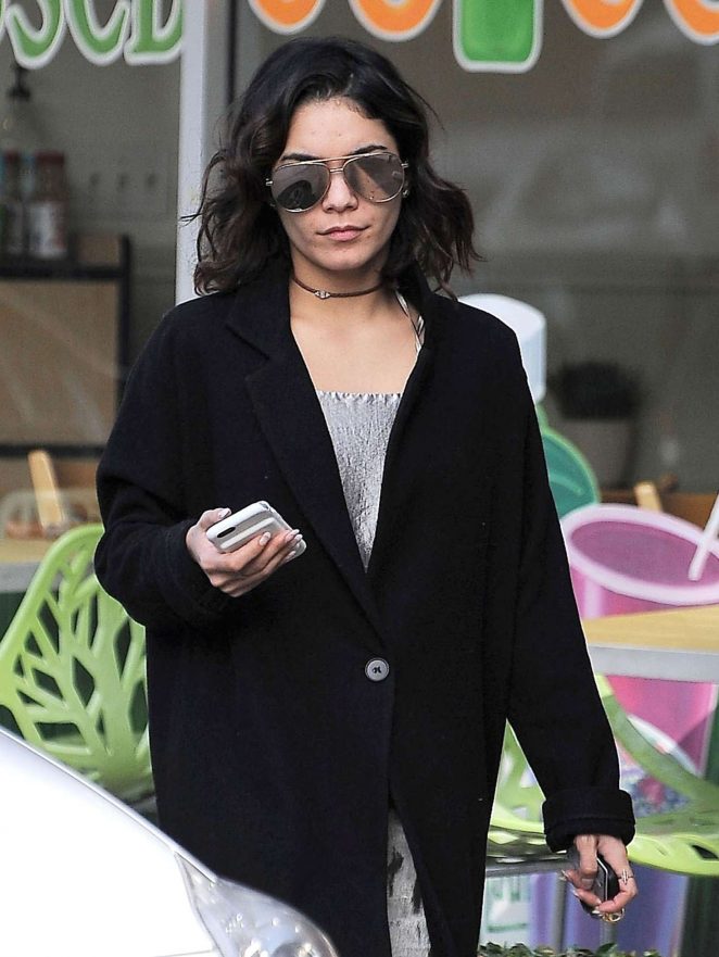 Vanessa Hudgens in Long Black Coat out in LA