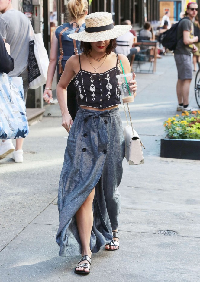 Vanessa Hudgens in Long Skirt Out in NYC