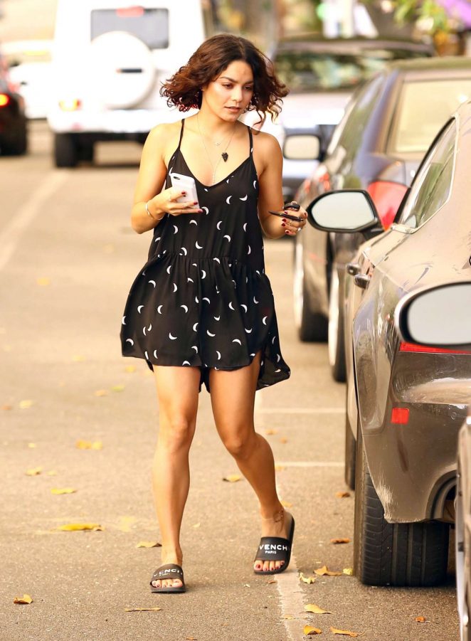 Vanessa Hudgens in Short Summer Dress Out in Los Angeles