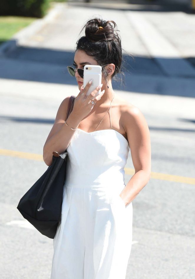 Vanessa Hudgens in White Dress out in LA