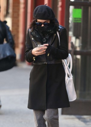Vanessa Hudgens in Black Coat Out in NYC