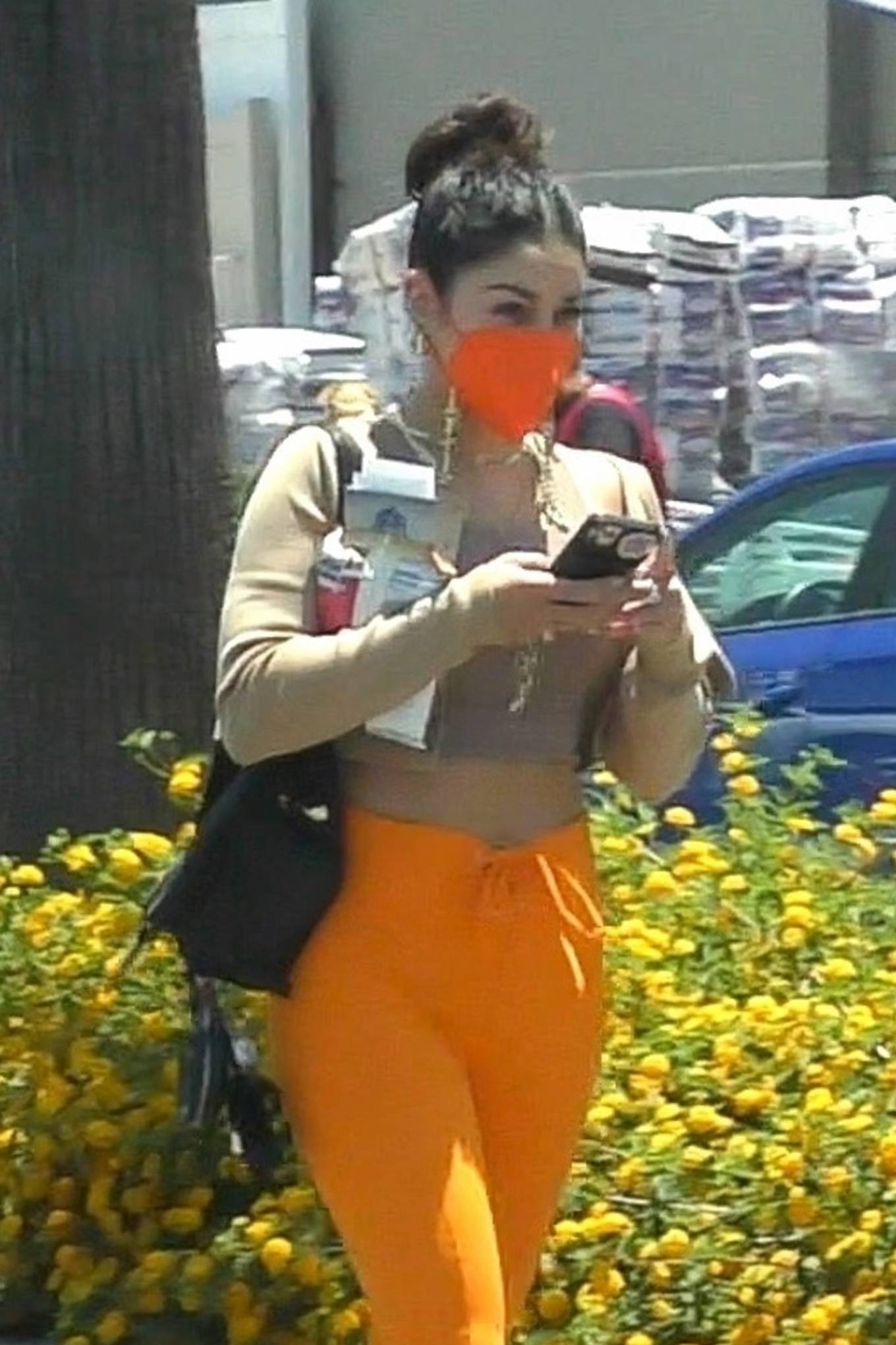 Vanessa Hudgens 2021 : Vanessa Hudgens – Out in orange pants and cropped tank in LA-06