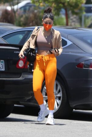 Vanessa Hudgens - Out in orange pants and cropped tank in LA
