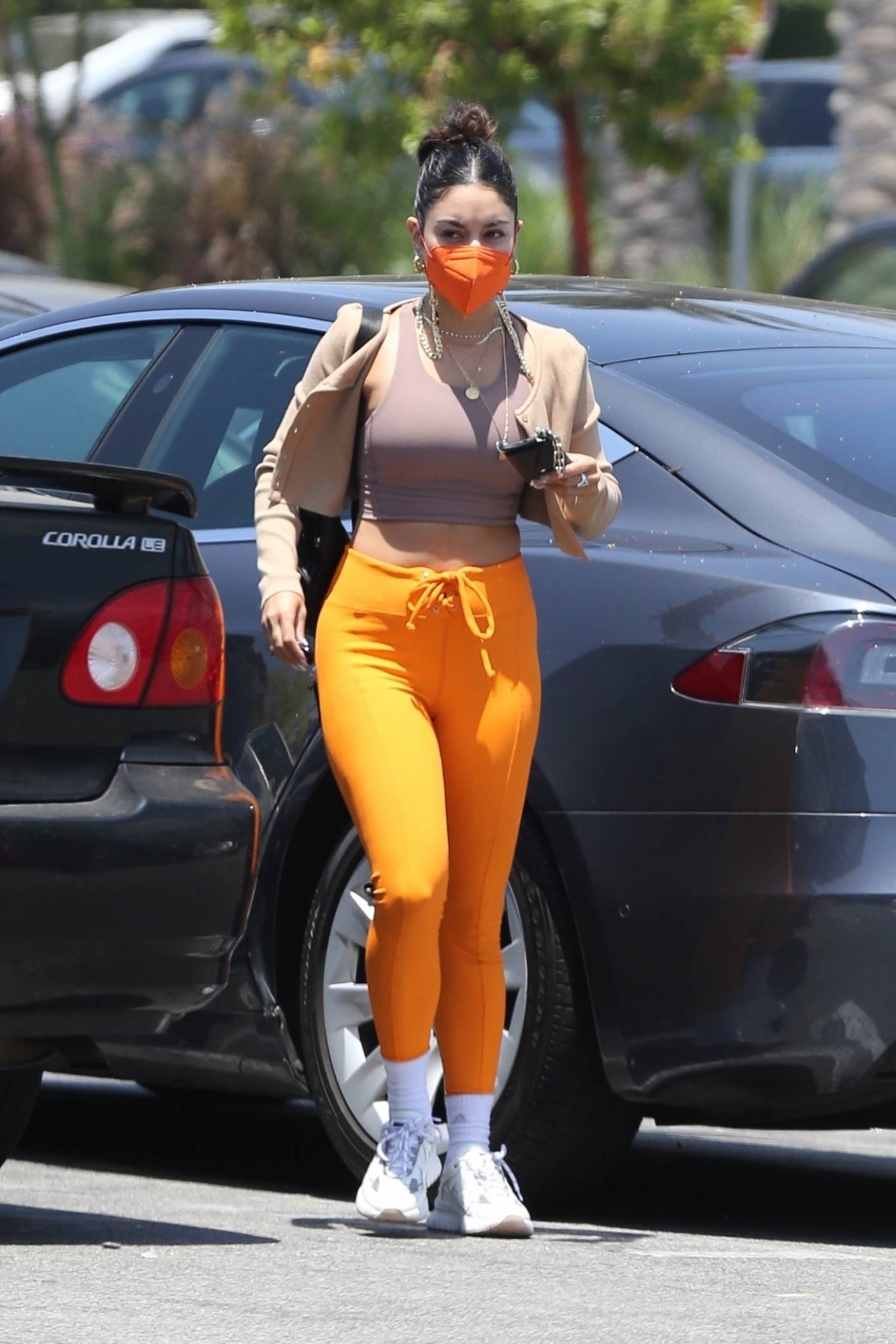 Vanessa Hudgens 2021 : Vanessa Hudgens – Out in orange pants and cropped tank in LA-12