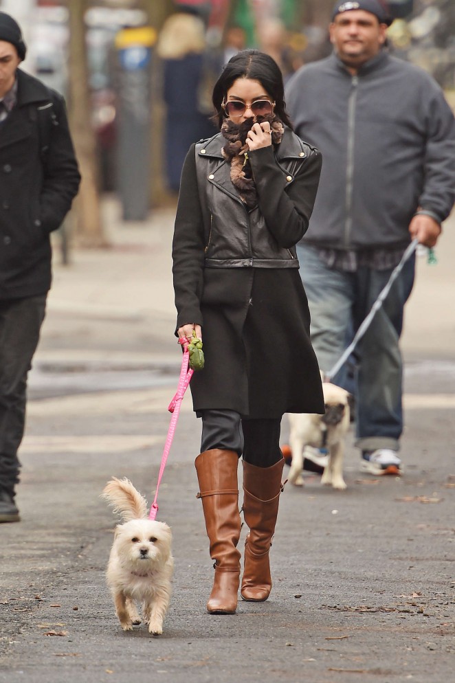 Vanessa Hudgens - Walking her dog in NYC