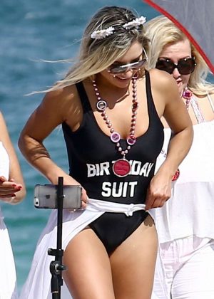 Vanessa Suarez in Black Swimsuit in Miami