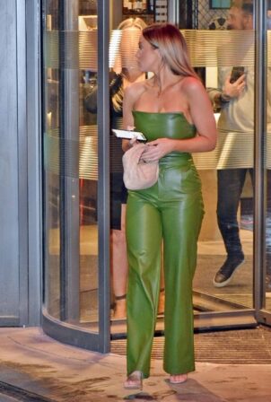Vicky Pattison - In a green leather outfit out in Manchester