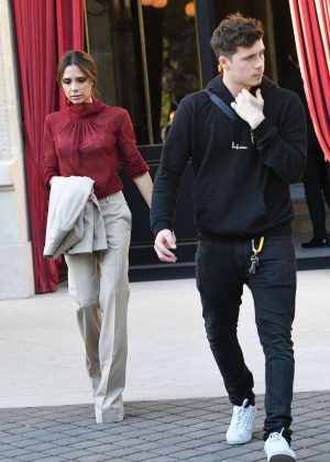 Victoria and Brooklyn Beckham - Leaves their hotel in Paris