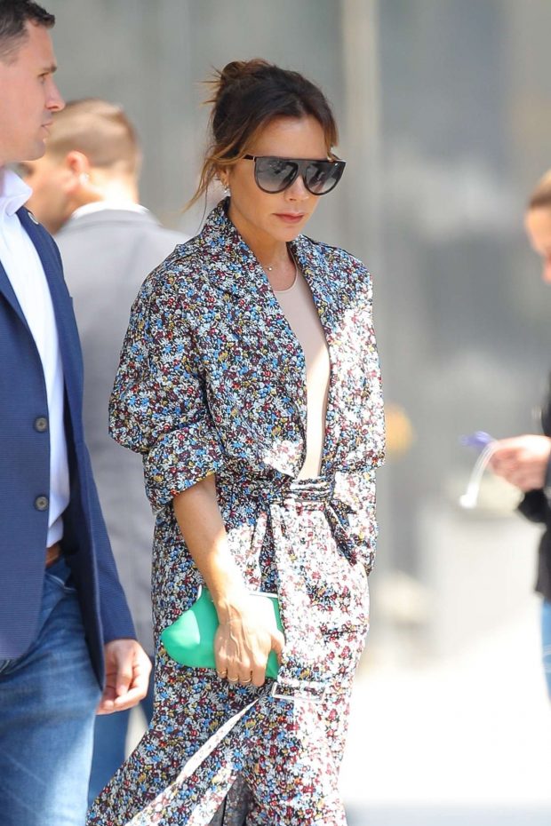 Victoria Beckham in Florals Outfit - Out in NYC