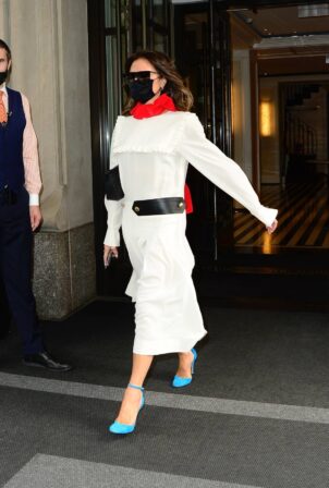 Victoria Beckham - In white maxi dress steps out in New York