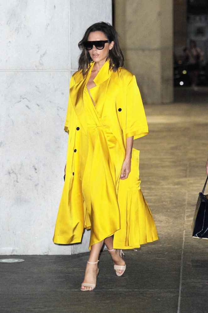 Victoria Beckham in Yellow Coat out in New York – GotCeleb