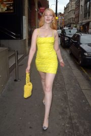 Victoria Clay in Yellow Mini Dress at Elementa Jewellery by Nurce Erben Launch Party in London