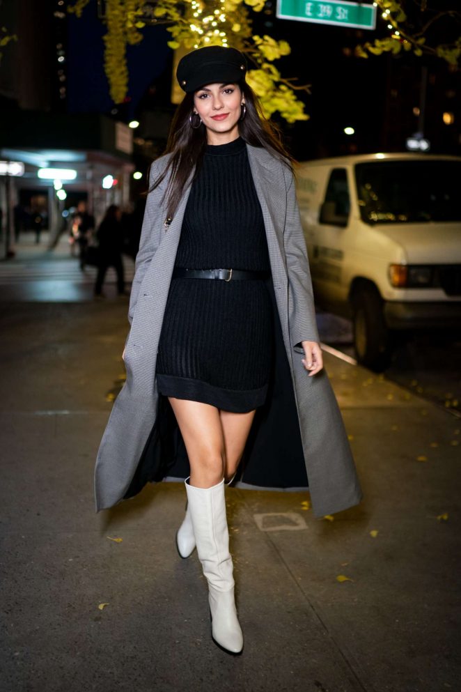 Victoria Justice in Black Mini Dress - Out in New York