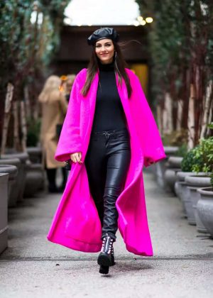 Victoria Justice in Pink Long Coat - Out in New York