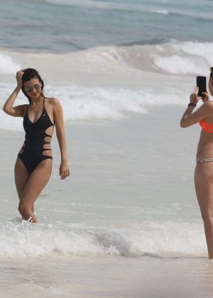 Victoria Justice in Swimsuit at a beach in Cancun