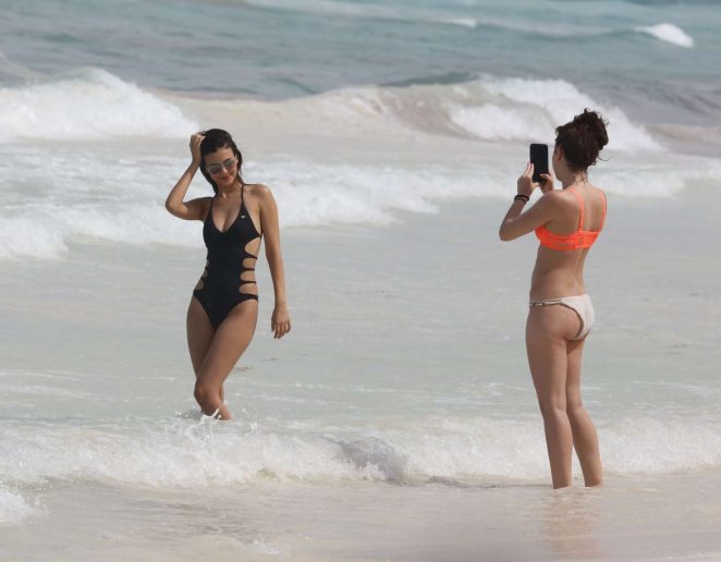 Victoria Justice in Swimsuit at a beach in Cancun